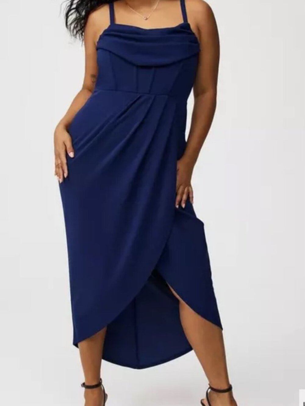 NWT! Torrid Tulip Hem Bustier Midi Dress Medieval Blue - Plus Size 18 (2XL)